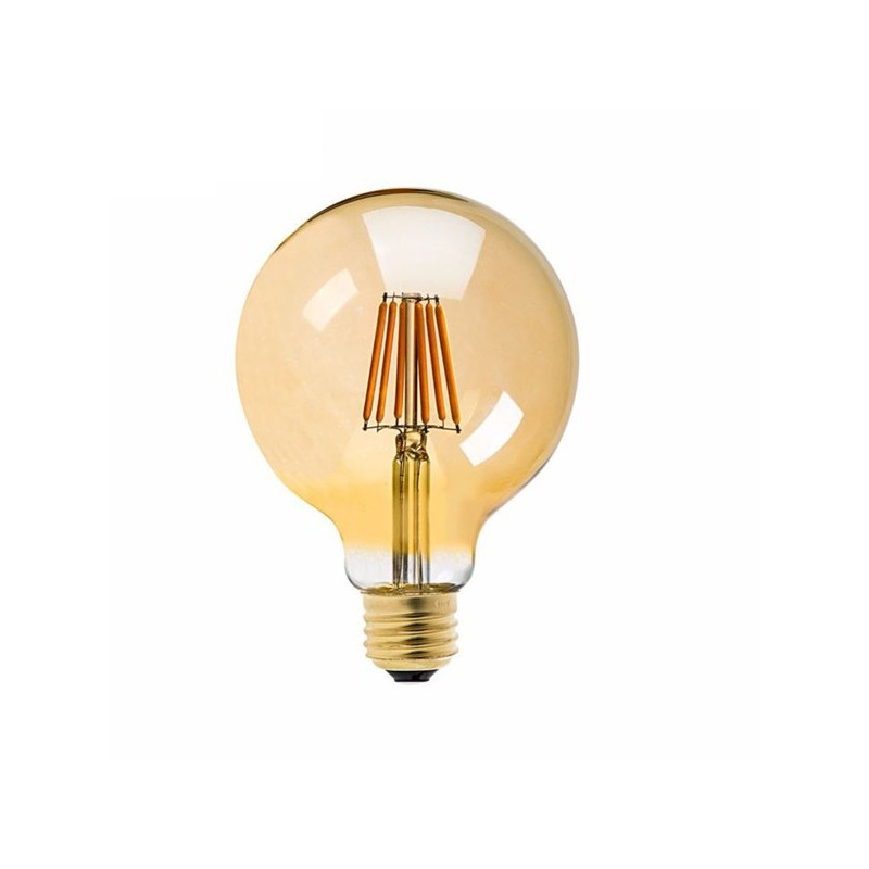 lampadina led vintage e27 7w globo ambra G125